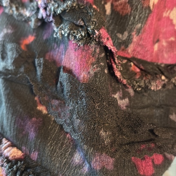 Free People tank top floral snap out of it tuxedo racer back raw accent / lace S - Picture 5 of 12